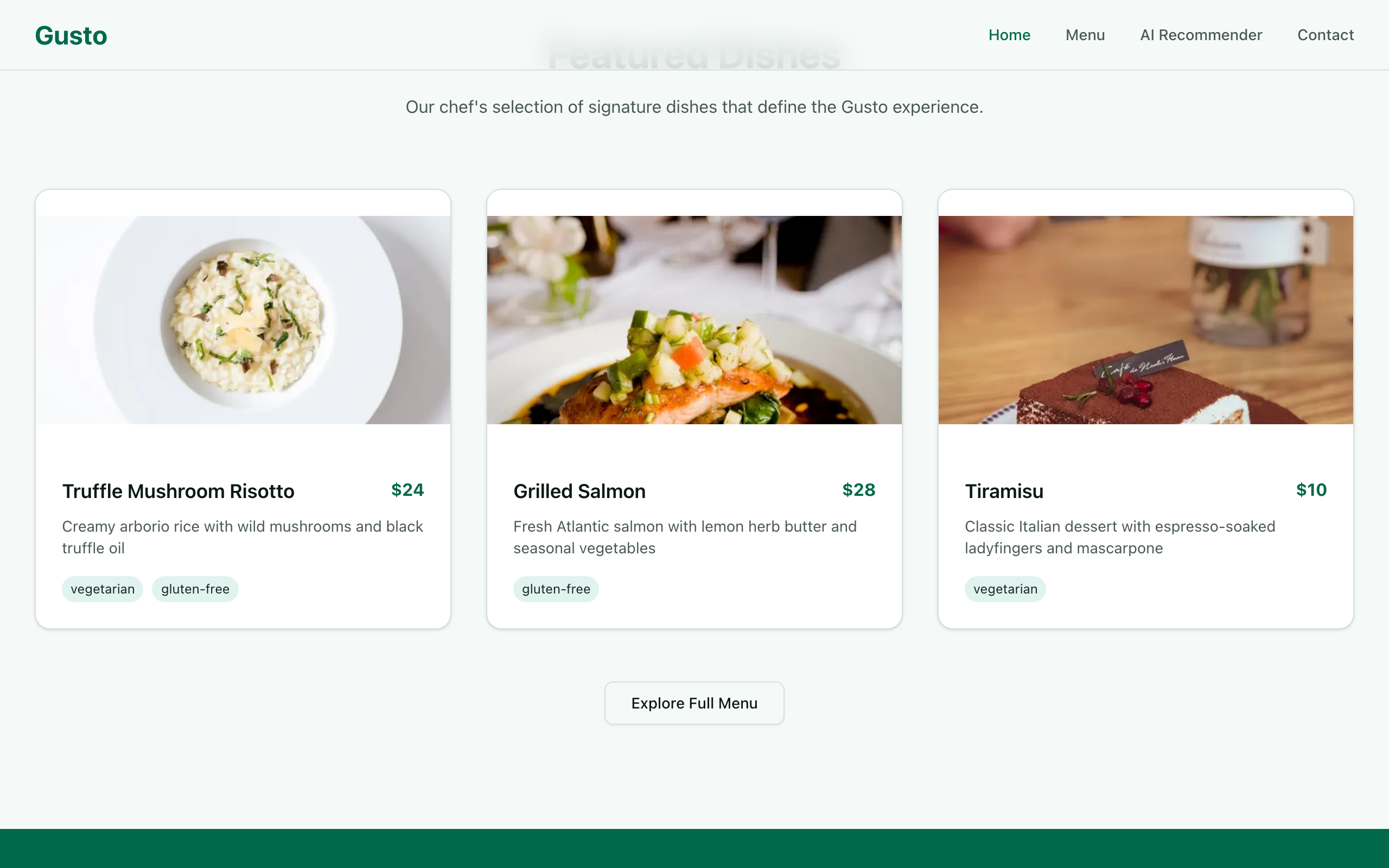 Gusto — AI-powered restaurant recommendations.