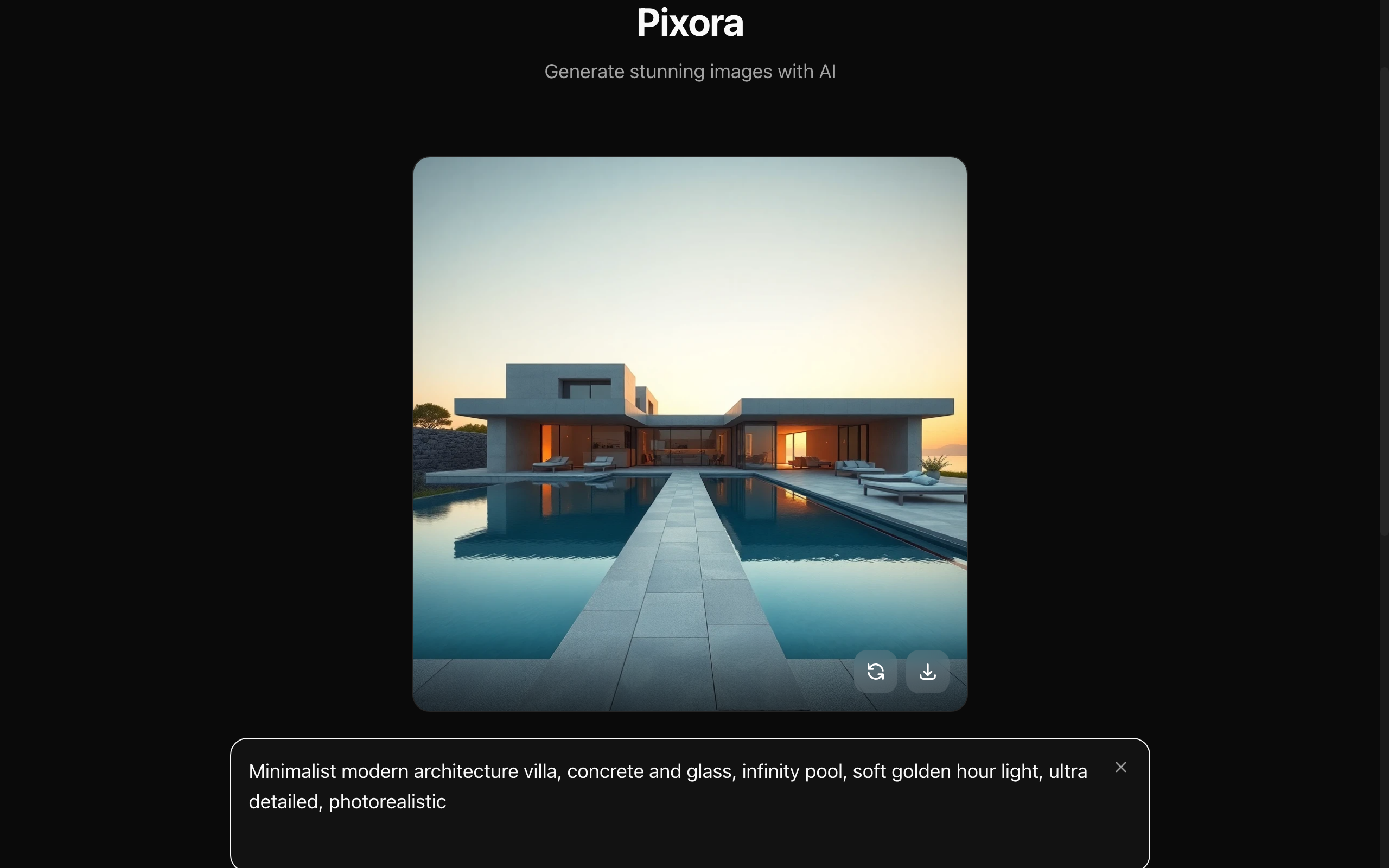 Pixora — an AI image generator powered by Flux.